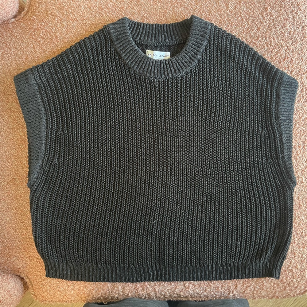 Apiece Apart Black Olivia Knit Sweater Vest, Size M/L